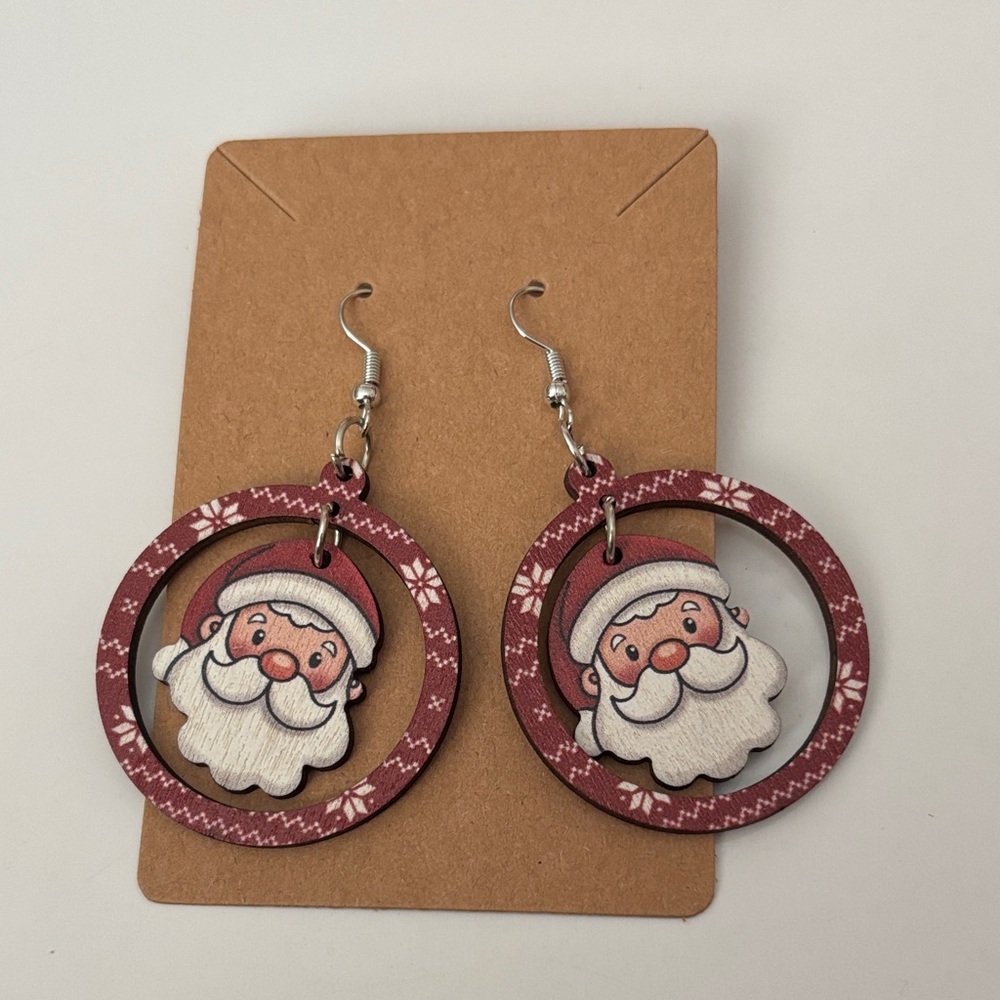 Fashion Jewelry Santa Claus Earrings - Red and White